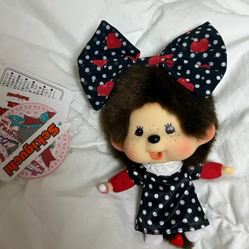 [BUNJANG] Hong Kong Limited Big Head Monchhichi Polka Dot Keychain / 홍콩 한정 빅헤드 몬치치 대두 도트 땡땡이 키링