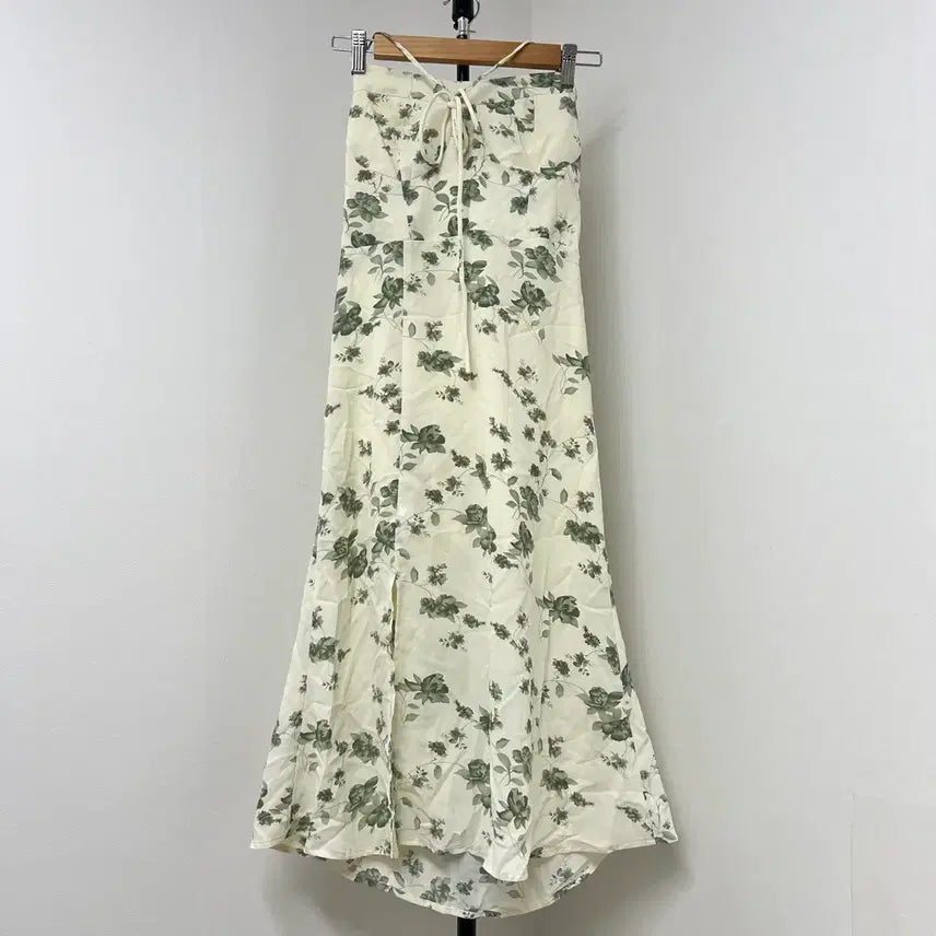 [BUNJANG] Flower Long Dress Ivory Slit / 플라워 롱 원피스 아이보리 슬릿
