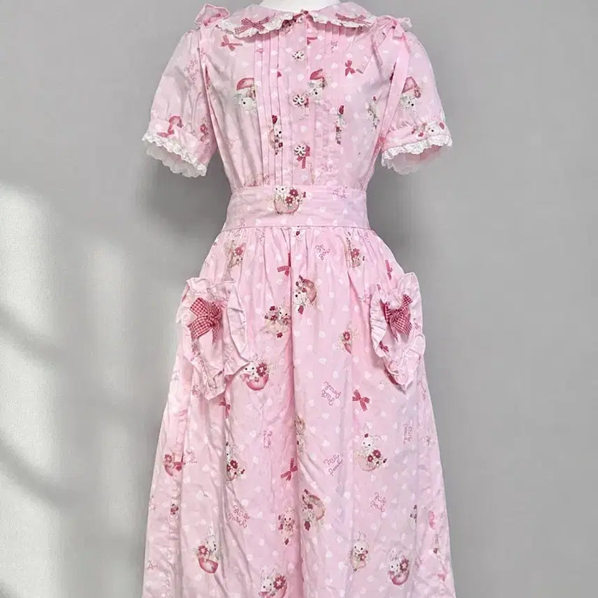 [BUNJANG] Nail Perch Pink Blouse and Overalls Dress Set / 나일퍼치 핑크 블라우스 멜빵 원피스 셋업