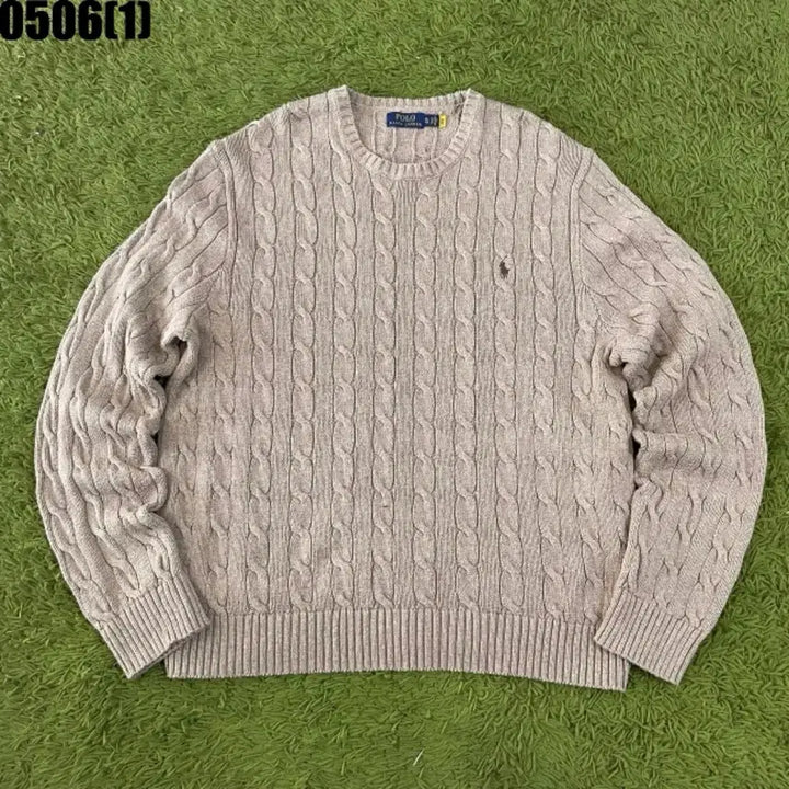 [BUNJANG] Polo Ralph Lauren Cable Knit Sweater Beige XL / 폴로 랄프로렌 케이블 니트 스웨터 베이지 XL 큐알 정품