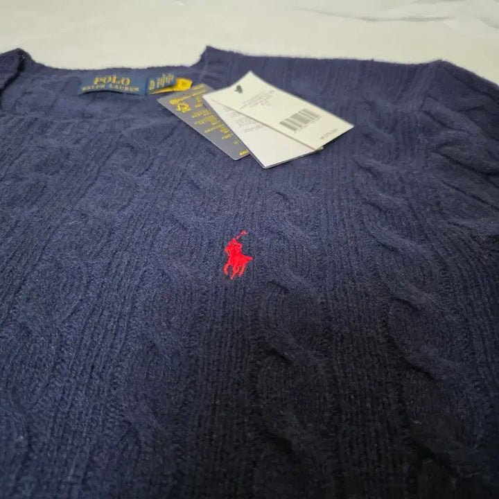 [BUNJANG] Polo Ralph Lauren Navy Cable Knit Wool/Cashmere Sweater - New / 폴로 랄프로렌 네이비 울/캐시미어 꽈배기 니트 새상품