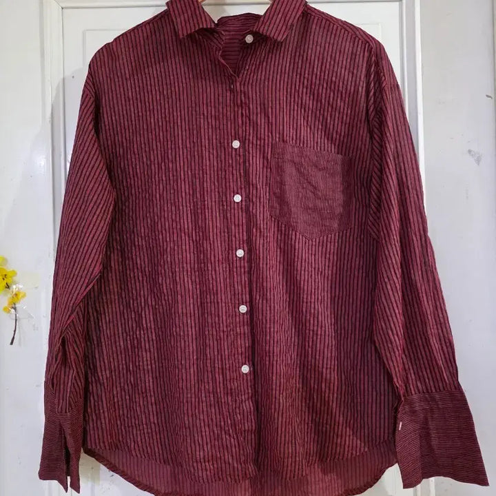 [BUNJANG] Linen Blend Striped Shirt / 봄 여름  고급스러운  마 린넨 남방셔츠  깨끗해요 가슴단면57
