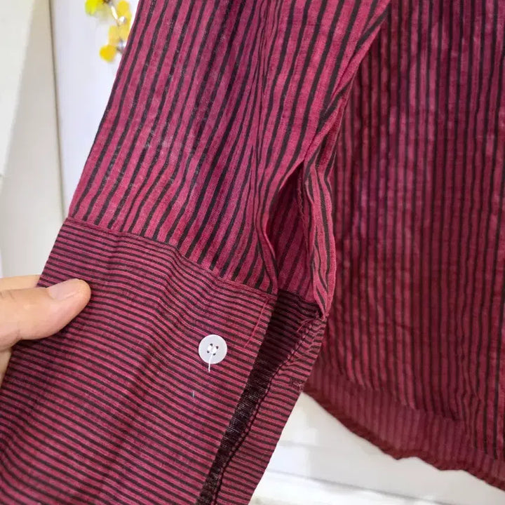 [BUNJANG] Linen Blend Striped Shirt / 봄 여름  고급스러운  마 린넨 남방셔츠  깨끗해요 가슴단면57