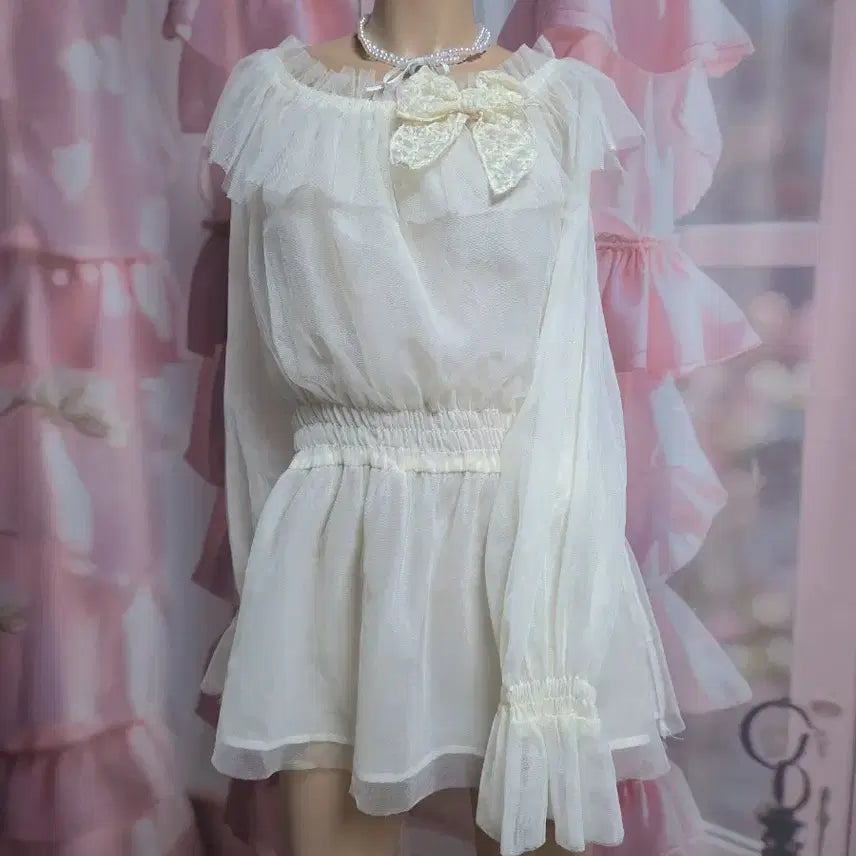 [BUNJANG] Fairy Dachuan Frill Organza Blouse / 페어리 달천 프릴 오간자 블라우스