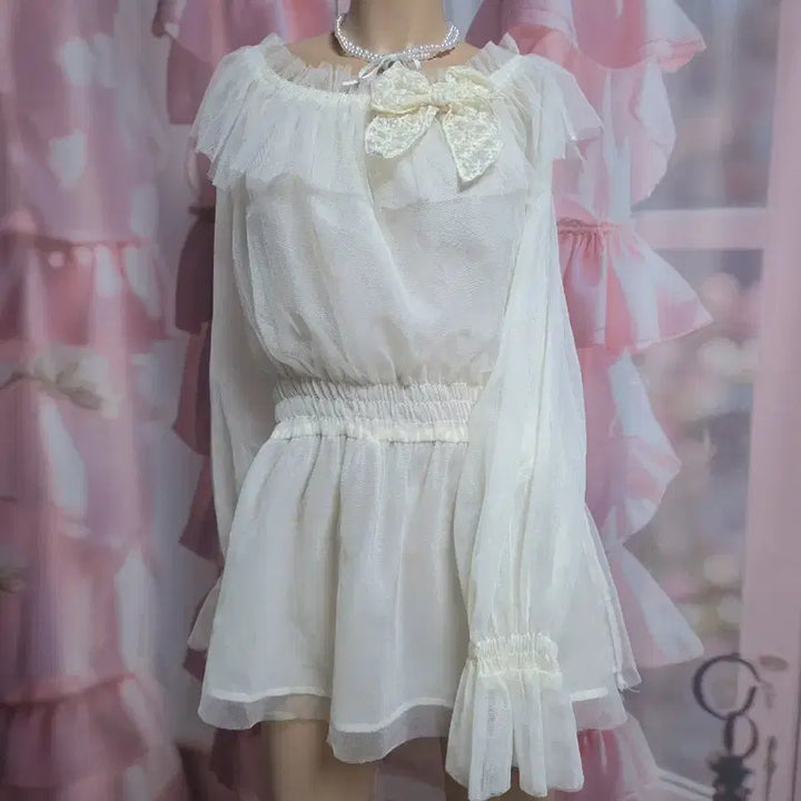 [BUNJANG] Fairy Dachuan Frill Organza Blouse / 페어리 달천 프릴 오간자 블라우스