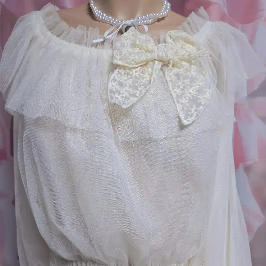 [BUNJANG] Fairy Dachuan Frill Organza Blouse / 페어리 달천 프릴 오간자 블라우스