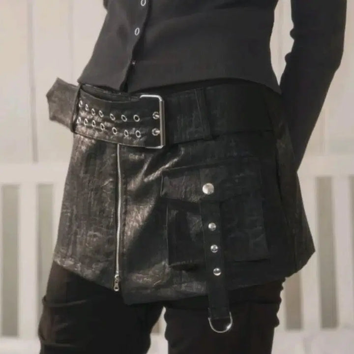 [BUNJANG] Rosy Franz Belted Pocket Layered Skirt / 로제프란츠 벨트 포켓 레이어드 스커트 시즈니룩