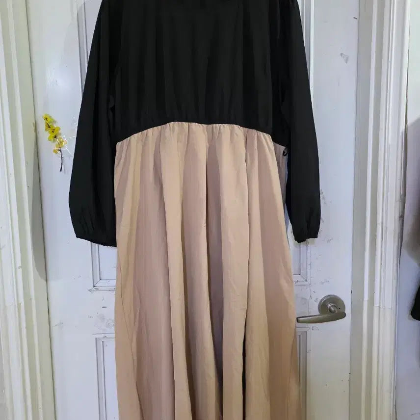 [BUNJANG] Two-Tone Long Dress / 봄   여름  디자인이 예쁜  바스락  롱원피스  가슴단면59