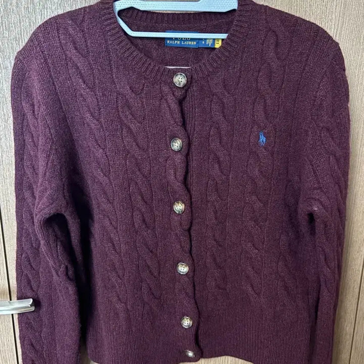 [BUNJANG] Polo Ralph Lauren Burgundy Cable Knit Cardigan L / POLO 폴로랄프로렌 버건디 케이블 니트 가디건 L