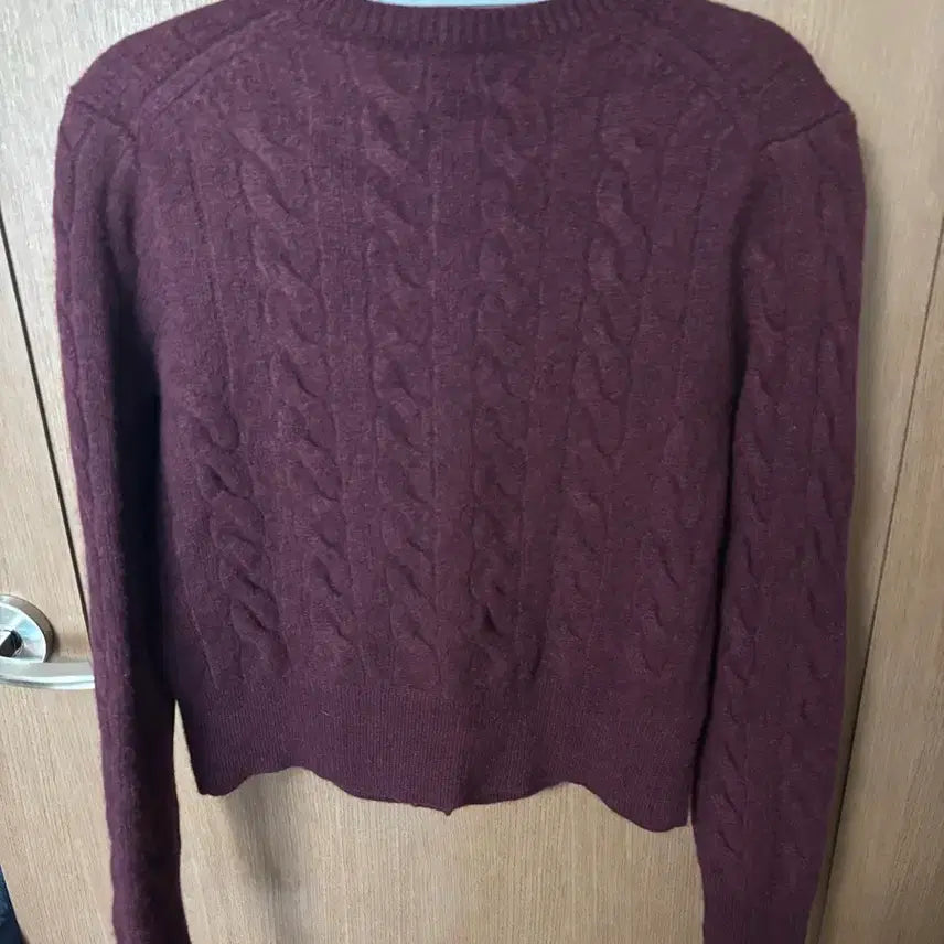 [BUNJANG] Polo Ralph Lauren Burgundy Cable Knit Cardigan L / POLO 폴로랄프로렌 버건디 케이블 니트 가디건 L