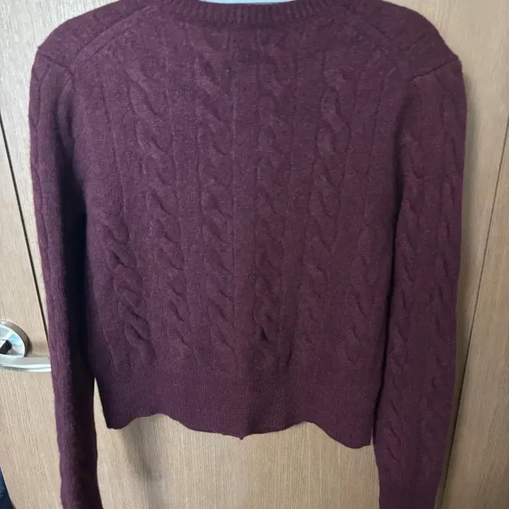 [BUNJANG] Polo Ralph Lauren Burgundy Cable Knit Cardigan L / POLO 폴로랄프로렌 버건디 케이블 니트 가디건 L