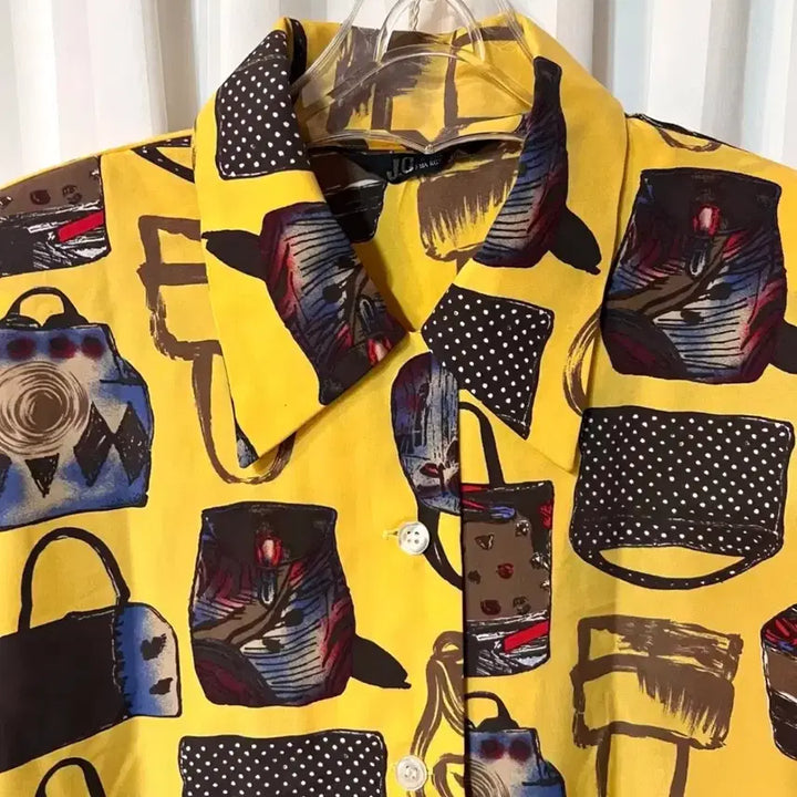 [BUNJANG] Yellow Vintage Bag Pattern Blouse / 옐로우 빈티지 가방 셔츠 55-66반 상태좋음 오염없음