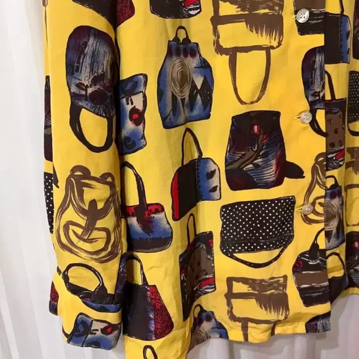 [BUNJANG] Yellow Vintage Bag Pattern Blouse / 옐로우 빈티지 가방 셔츠 55-66반 상태좋음 오염없음