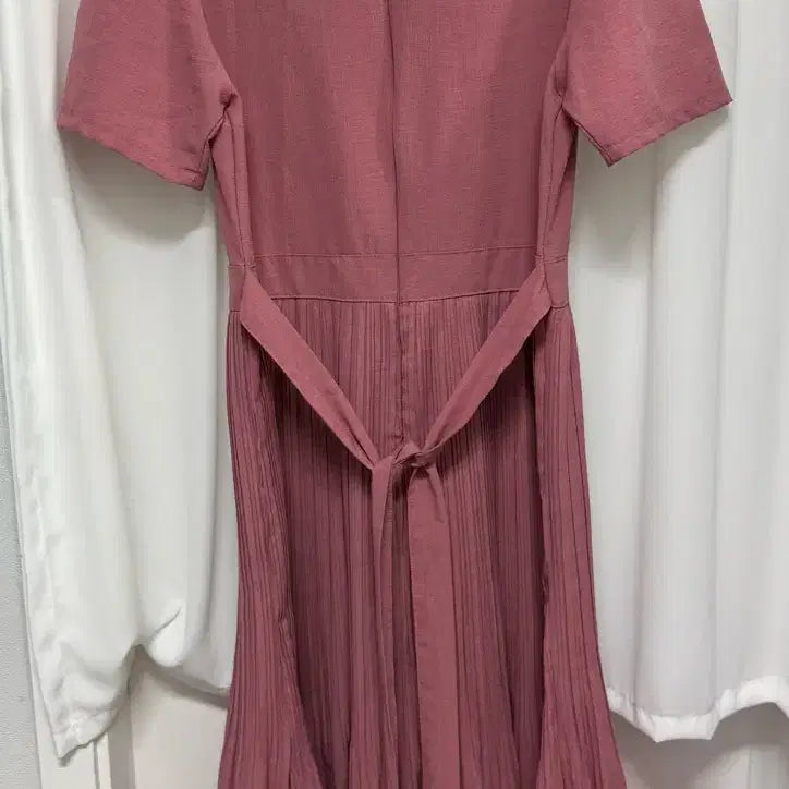[BUNJANG] Soft Rose Tone Pleated Long Dress / 핑크 플리츠 롱 원피스