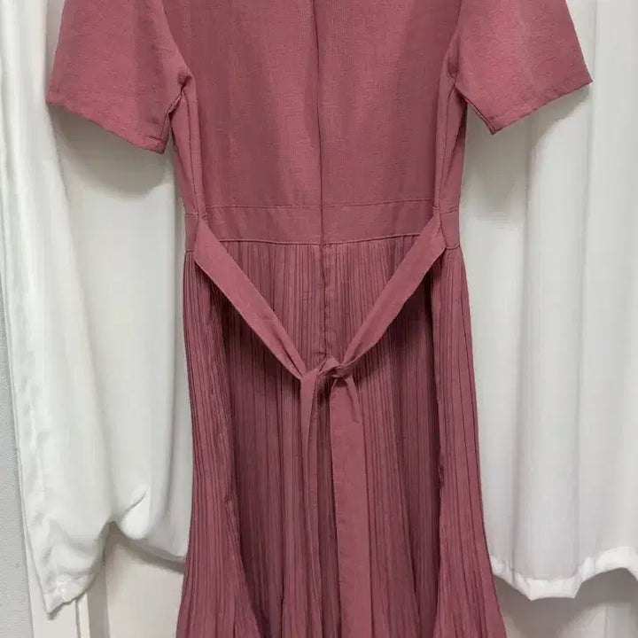 [BUNJANG] Soft Rose Tone Pleated Long Dress / 핑크 플리츠 롱 원피스