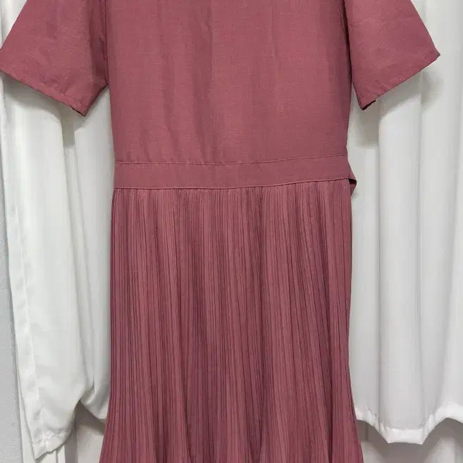 [BUNJANG] Soft Rose Tone Pleated Long Dress / 핑크 플리츠 롱 원피스