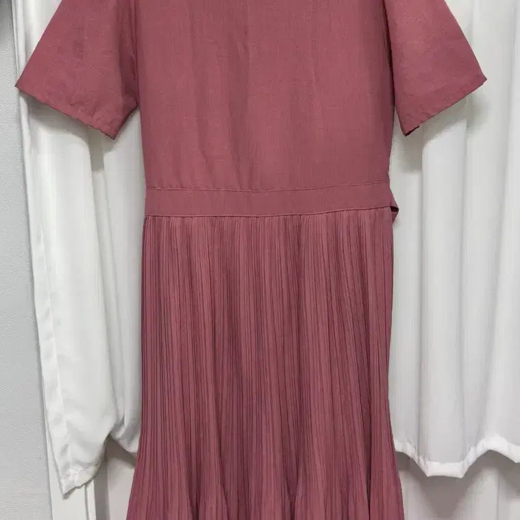 [BUNJANG] Soft Rose Tone Pleated Long Dress / 핑크 플리츠 롱 원피스