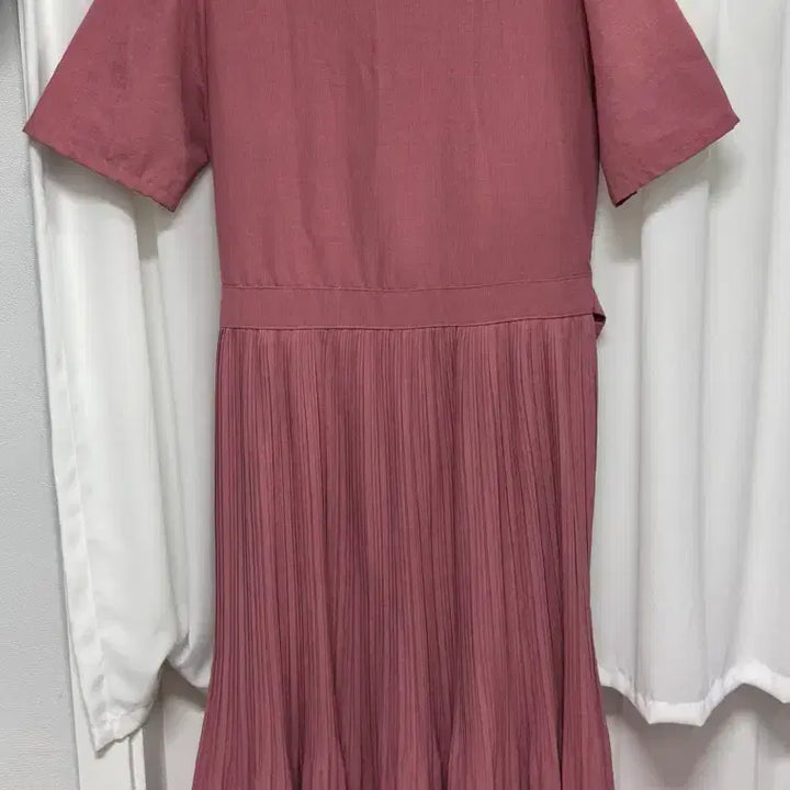 [BUNJANG] Soft Rose Tone Pleated Long Dress / 핑크 플리츠 롱 원피스