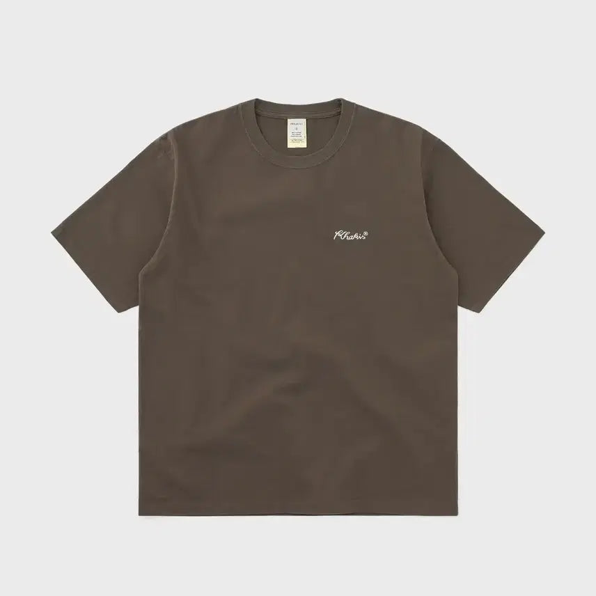 [BUNJANG] Kakis Script Logo Short Sleeve T-Shirt Dark Brown / 카키스 스크립트 로고 반팔티 다크 브라운