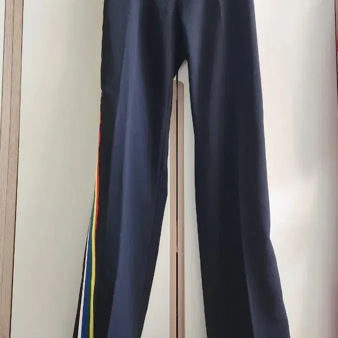 [BUNJANG] Zara Black Wide Leg Slacks with Colored Side Line / 자라컬러 라인 블랙 와이드 슬랙스