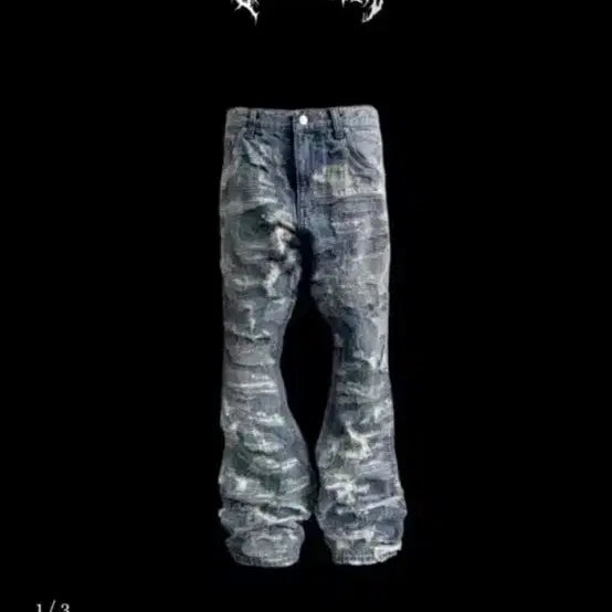 [BUNJANG] Emos Tance Club Borro Pleated Jeans Size 2 / 에모스탠스클럽 보로 플레어진 2사이즈