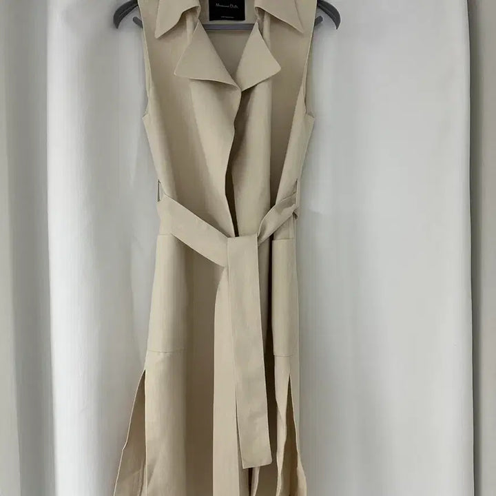 [BUNJANG] Massimo Dutti Beige Linen Long Vest XS / [여성] Massimo Dutti 베이지 롱 린넨 베스트
