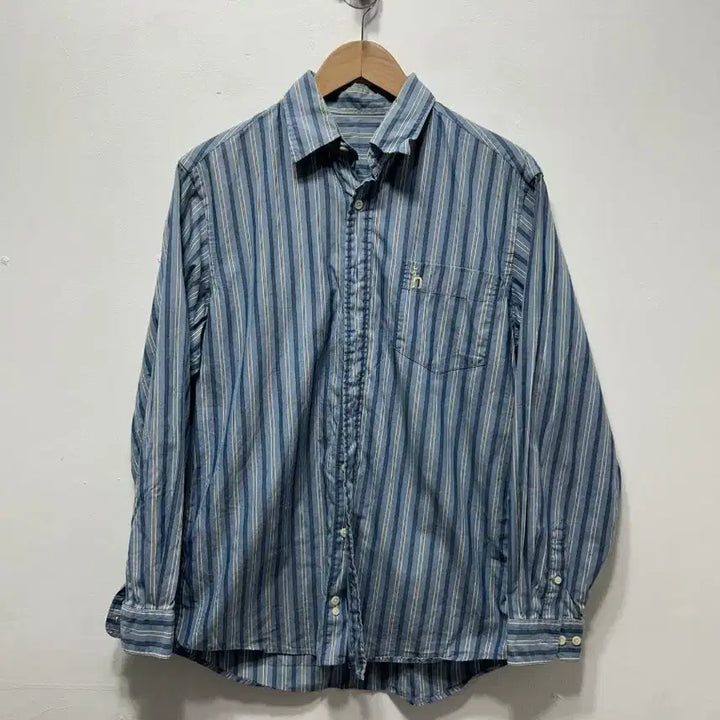 [BUNJANG] Hazzys Blue Stripe Long Sleeve Shirt L / 헤지스 블루 스트라이프 긴팔 셔츠 L