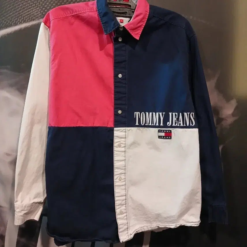 [BUNJANG] Tommy Jeans Archive Color Block Shirt / 타미진스 아카이브 컬러블록 셔츠