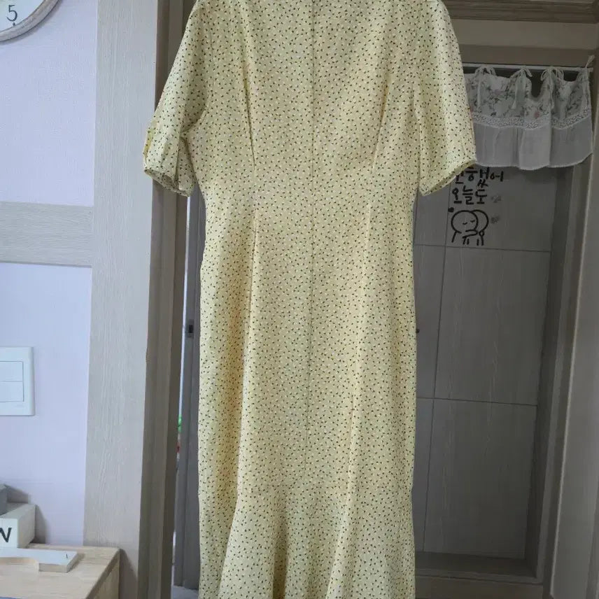 [BUNJANG] Chiffon Yellow Flower Long Dress / 쉬폰 옐로우 플라워 롱 원피스