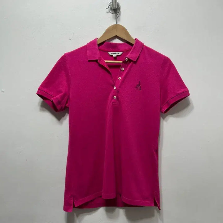 [BUNJANG] Beanpole Pink Short Sleeve Polo Shirt - M / 빈폴 핑크 반팔 카라 티셔츠 M