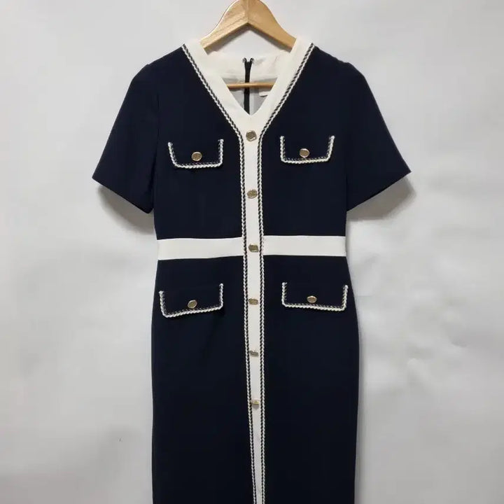 [BUNJANG] Satin Gold Button Dress / 샤틴 금장 버튼 원피스 95