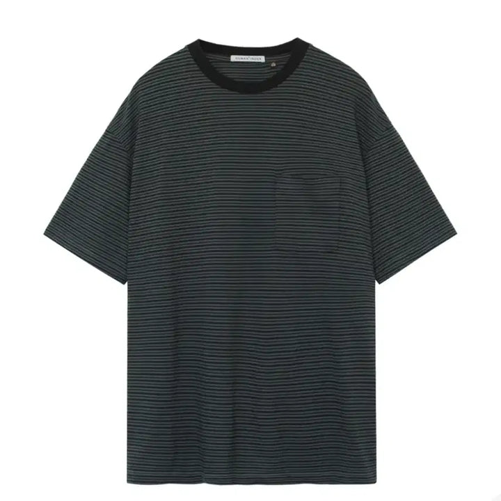 [BUNJANG] POLITERU Human Index Human Stripe Pocket 1/2 Sleeve T-Shirt Green / [4] 폴리테루 휴먼인덱스 휴먼 스트라이프 포켓 1/2 티셔츠 그린
