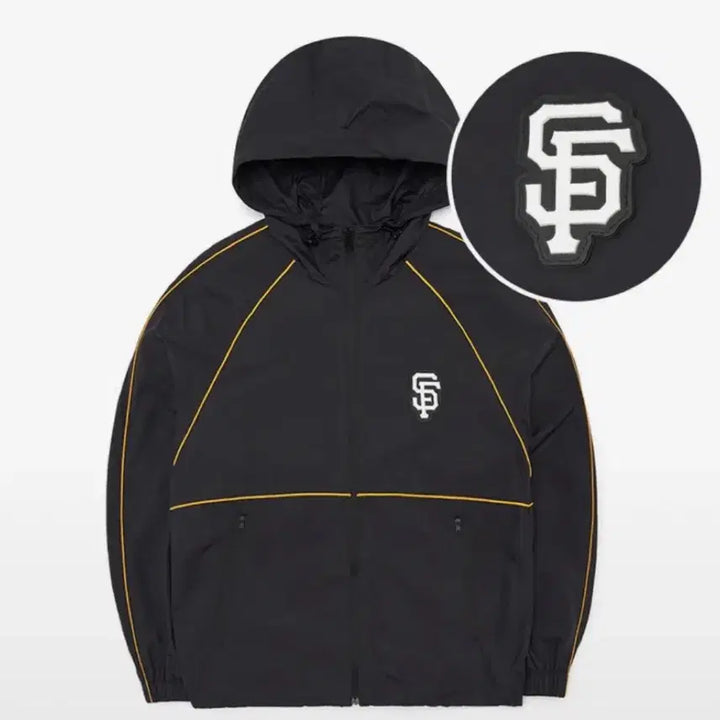 [BUNJANG] MLB Basic Summer Piping Windbreaker Jumper Black Men&