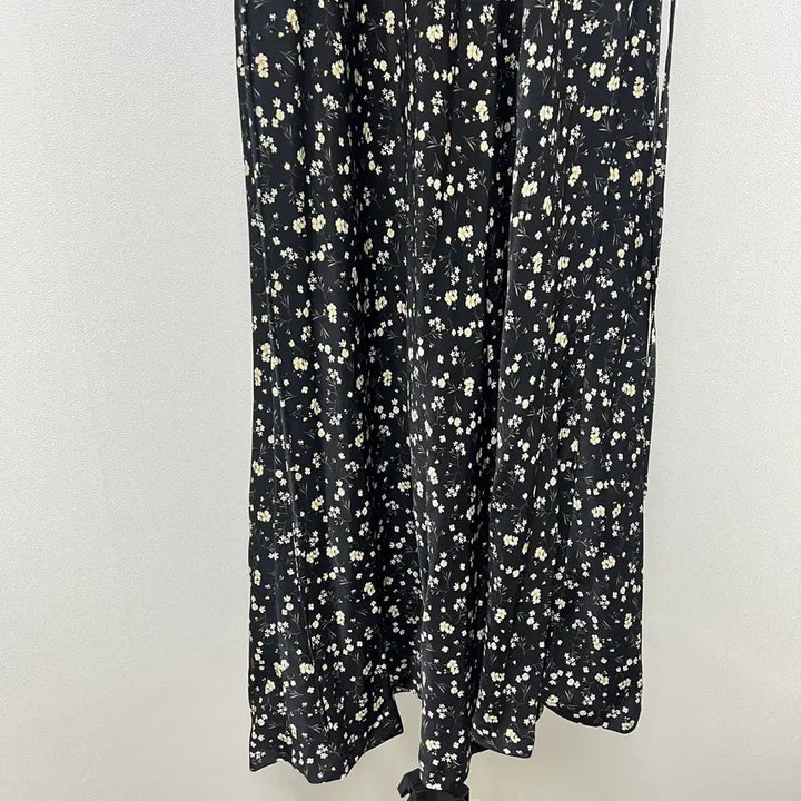 [BUNJANG] Black Floral Puff Sleeve Long Dress / 블랙 플라워 롱 원피스 퍼프소매