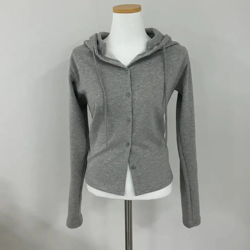 [BUNJANG] Avely Grey Slim Fit Hooded Cardigan / 에이블리 그레이 슬림핏 후드 가디건