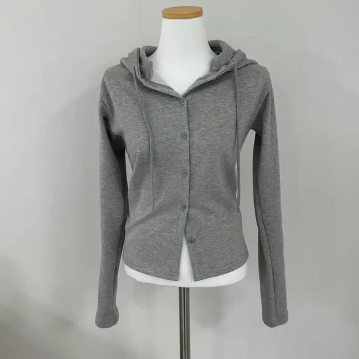[BUNJANG] Avely Grey Slim Fit Hooded Cardigan / 에이블리 그레이 슬림핏 후드 가디건