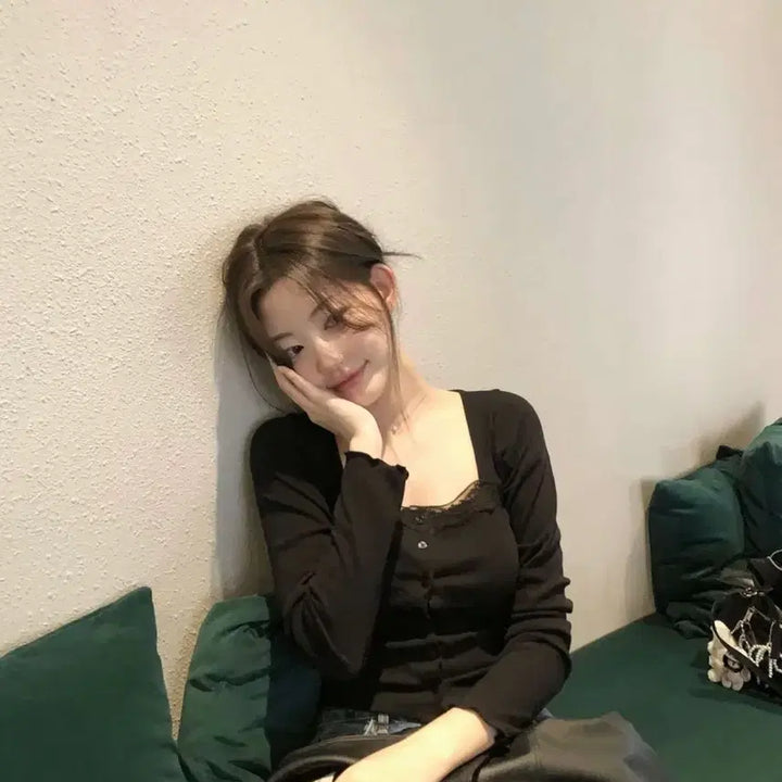 [BUNJANG] JENNIO BELL Lace Cardigan Black / 제니오 벨 레이스 가디건 블랙