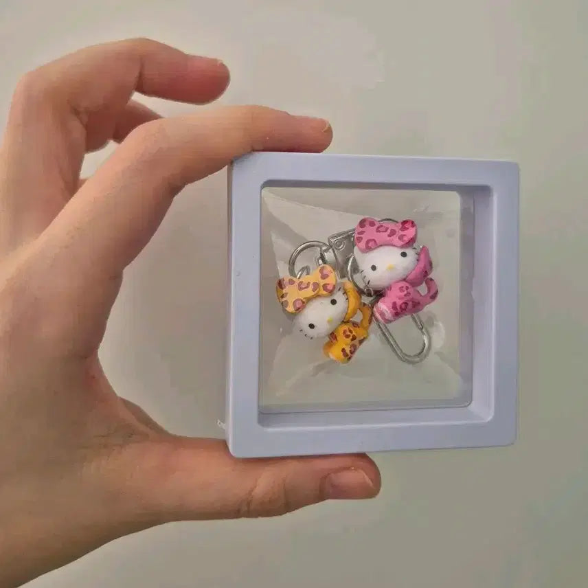 [BUNJANG] Leopard Kitty Mini Charm Keychain Set / 호피 레오파드 키티 미니미 키링 세트