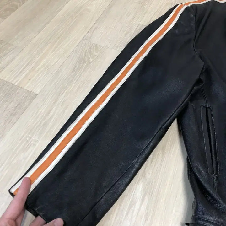[BUNJANG] Ghost Lambskin Leather Colorblock Cafe Racer Single Rider Jacket / 105) 고스트 GHOST 양가죽 배색 카페레이서 싱글라이더 자켓