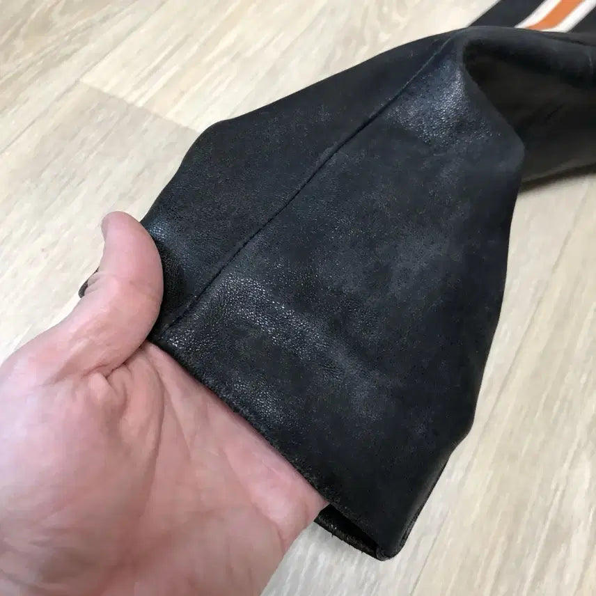 [BUNJANG] Ghost Lambskin Leather Colorblock Cafe Racer Single Rider Jacket / 105) 고스트 GHOST 양가죽 배색 카페레이서 싱글라이더 자켓