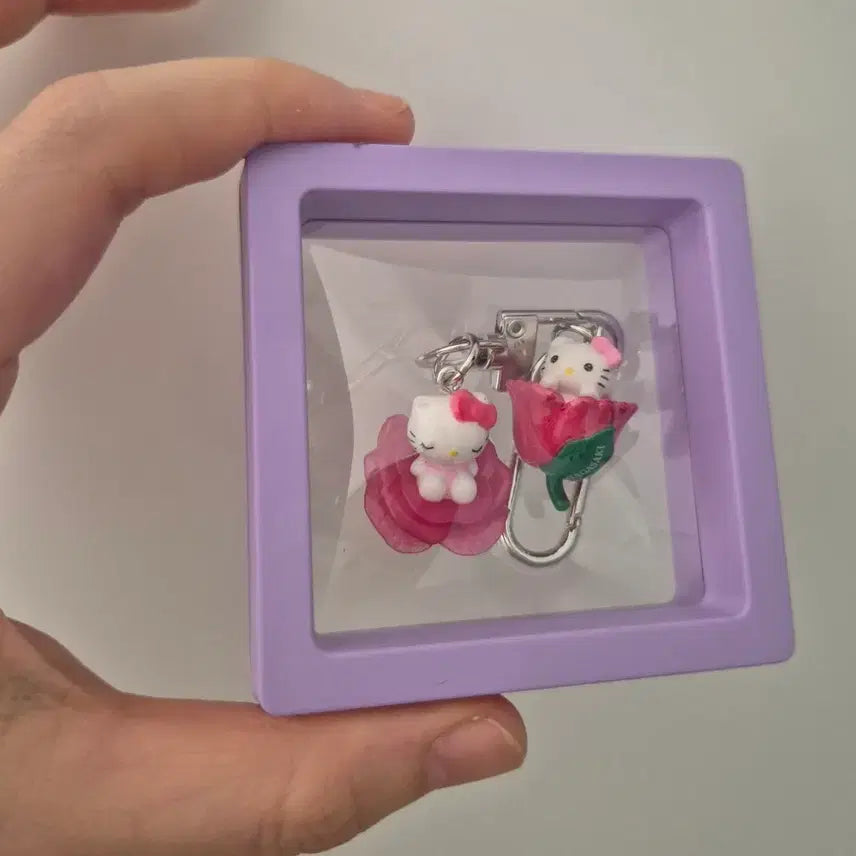 [BUNJANG] Tulip Rose Kitty Minimi Keychain Set / 튤립 장미 꽃키티 미니미 키링 세트