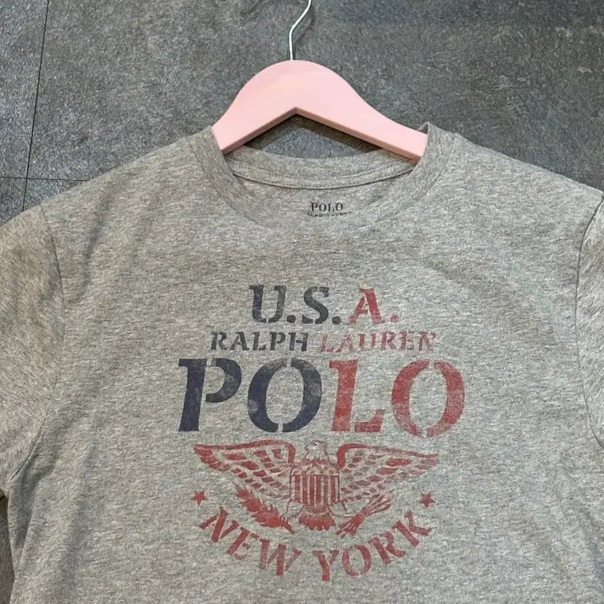 [BUNJANG] Polo Ralph Lauren Gray Printing T-shirt L / 폴로 랄프로렌 반팔티 그레이 프린팅 L사이즈