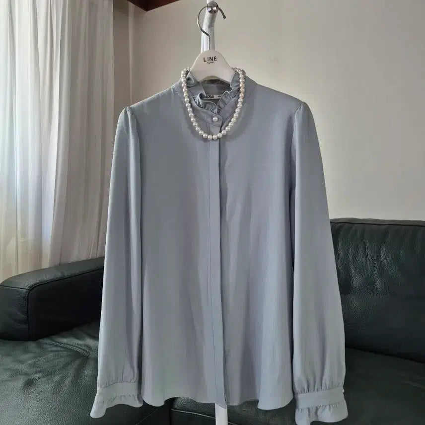 [BUNJANG] MOSS Pearl Button Blouse Mint S / 미쏘 진주버튼 민트 블라우스 S