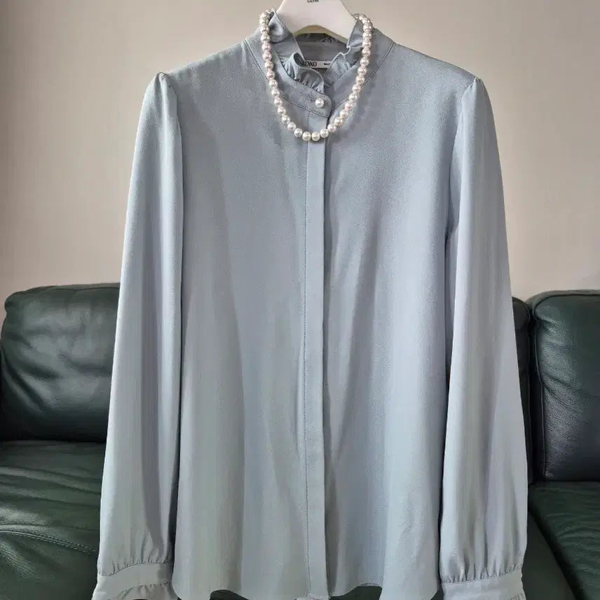[BUNJANG] MOSS Pearl Button Blouse Mint S / 미쏘 진주버튼 민트 블라우스 S