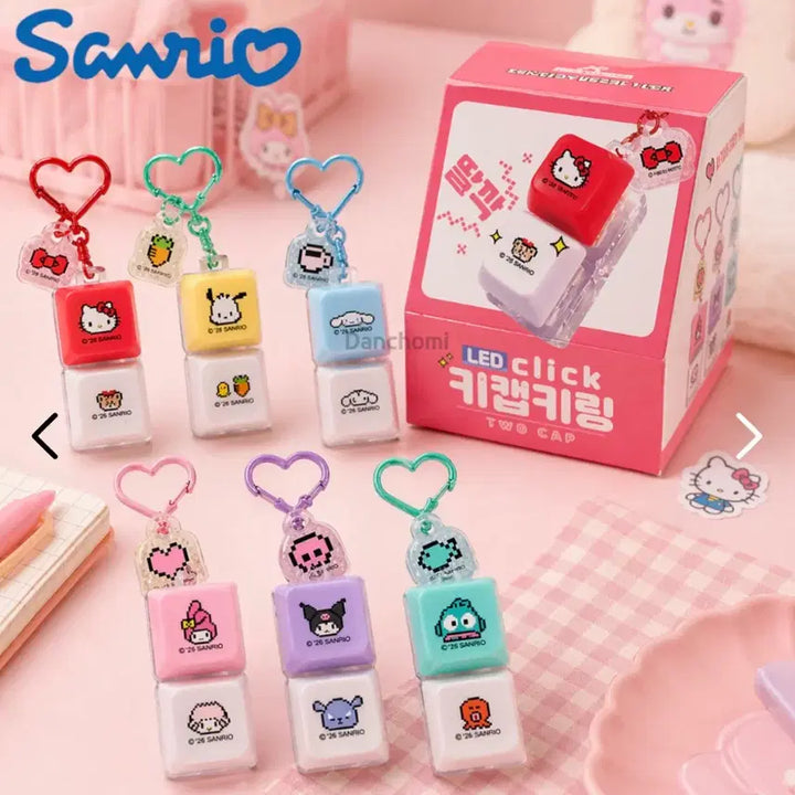 [BUNJANG] Sanrio Keycap LED Clicker Charm - Hangyodon &amp; Cinnamoroll / 산리오 키캡 키링 LED 클리커 2구 한교동 시나모롤 확정 가챠 개봉