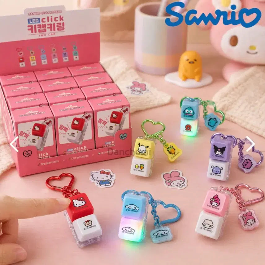 [BUNJANG] Sanrio Keycap LED Clicker Charm - Hangyodon &amp; Cinnamoroll / 산리오 키캡 키링 LED 클리커 2구 한교동 시나모롤 확정 가챠 개봉