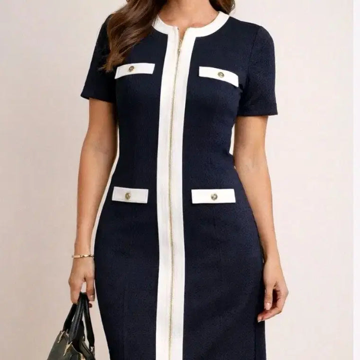 [BUNJANG] Tommy Hilfiger Navy Short Sleeve Zipper Dress / 타미힐피거 원피스