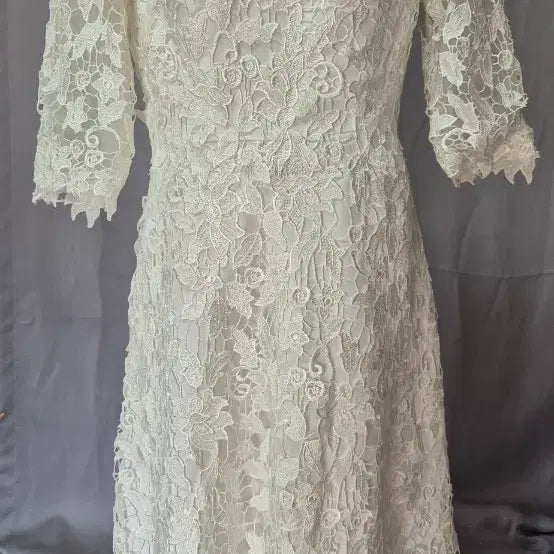 [BUNJANG] White Lace Short Sleeve Dress / 화이트 레이스 반팔 드레스