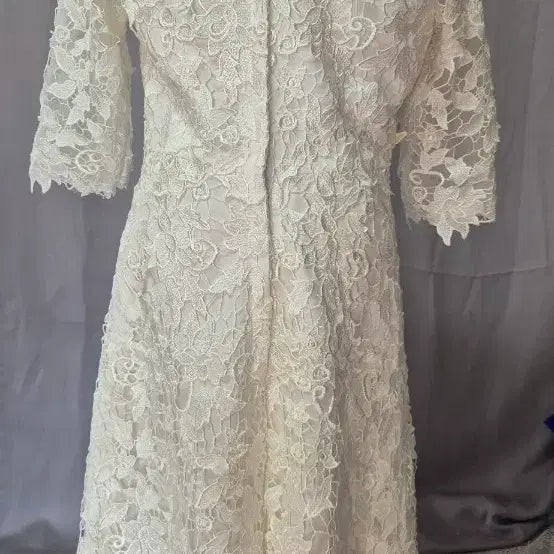 [BUNJANG] White Lace Short Sleeve Dress / 화이트 레이스 반팔 드레스