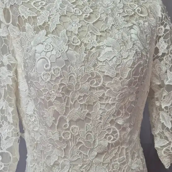 [BUNJANG] White Lace Short Sleeve Dress / 화이트 레이스 반팔 드레스